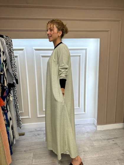 İnvee 6885 Mint Desenli Elbise