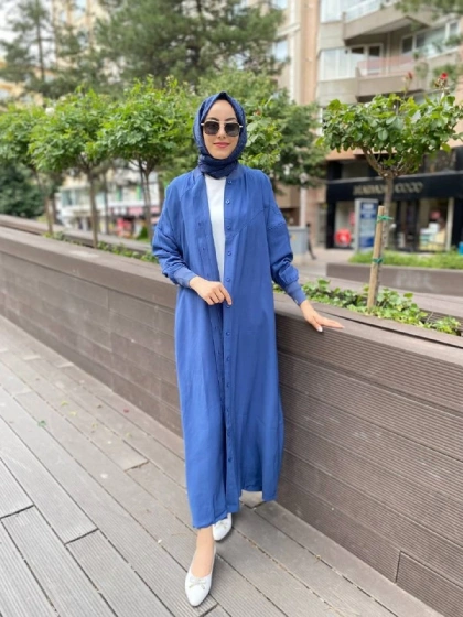 İnvee 6897 İndigo Düğmeli Kap