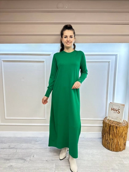 İnvee 6930 Benetton Eteği Dikiş Detaylı Triko Elbise