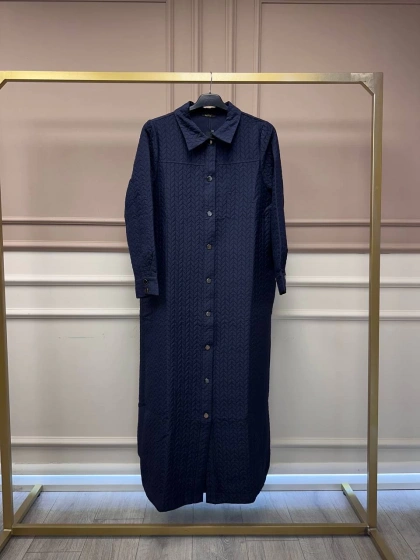 İnvee 7039 Lacivert Çıtçıt Detaylı Kap