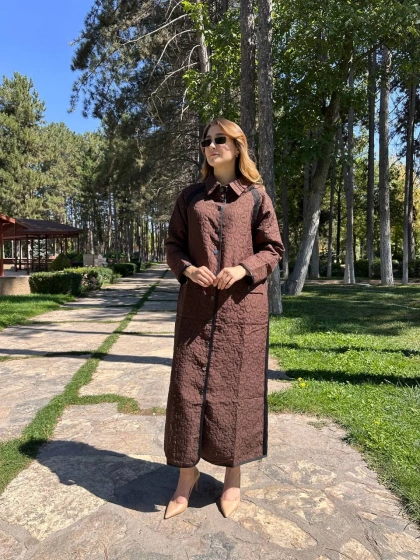 İnvee 7095 Kahve Şerit Detaylı Kap