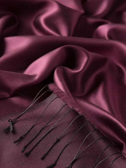 İpekevi 00927 Erguvan Çift Taraflı İpek Şal