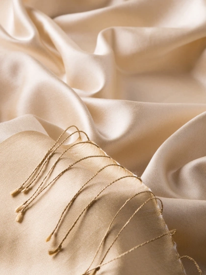 İpekevi 00927 Krem Çift Taraflı İpek Şal