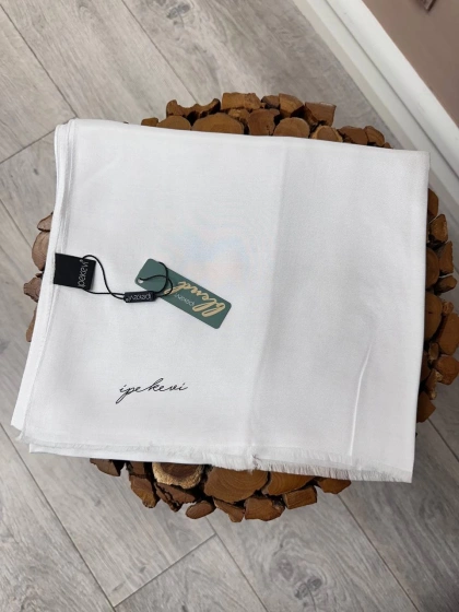 İpekevi 04347 Beyaz Düz Şal