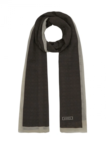 İpekevi 04356 Küllü Kahve Dört Mevsim Monogram Şal