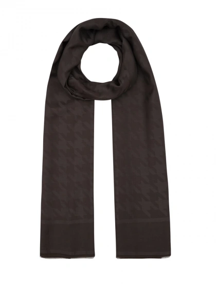 İpekevi 04390 Acı Kahve Dört Mevsim Kazayağı Desenli Monogram Şal