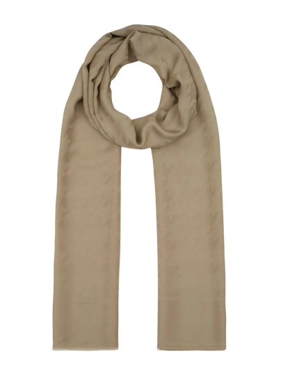 İpekevi 04390 Bej Dört Mevsim Kazayağı Desenli Monogram Şal