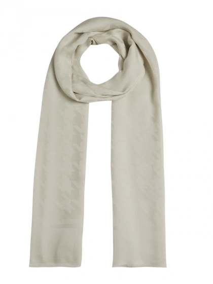 İpekevi 04390 Krem Dört Mevsim Kazayağı Desenli Monogram Şal