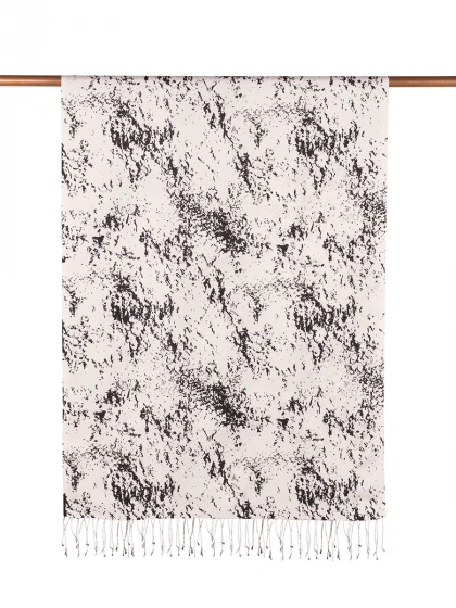 İpekevi 05246 Beyaz Mermer Desenli İpek Şal