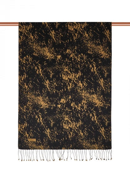 İpekevi 05246 Siyah Gold Mermer Desenli İpek Şal