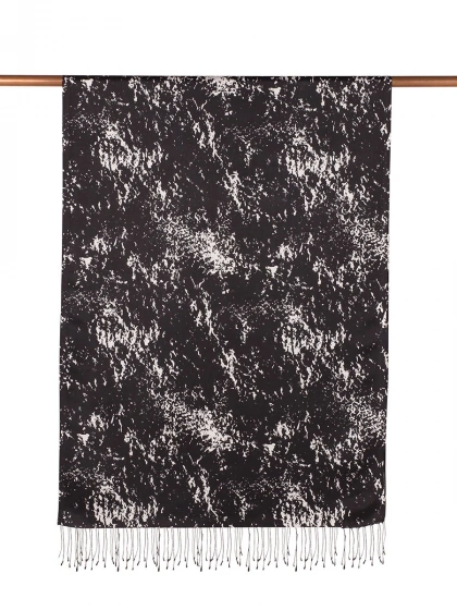 İpekevi 05246 Siyah Mermer Desenli İpek Şal