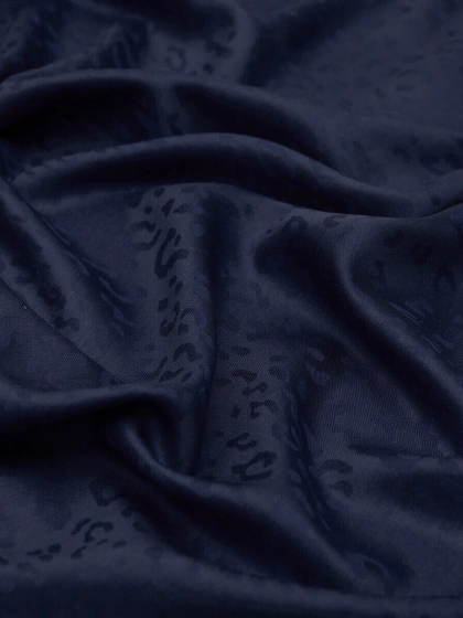 İpekevi 05784 Lacivert Leopar Jakar Desenli İpek Şal