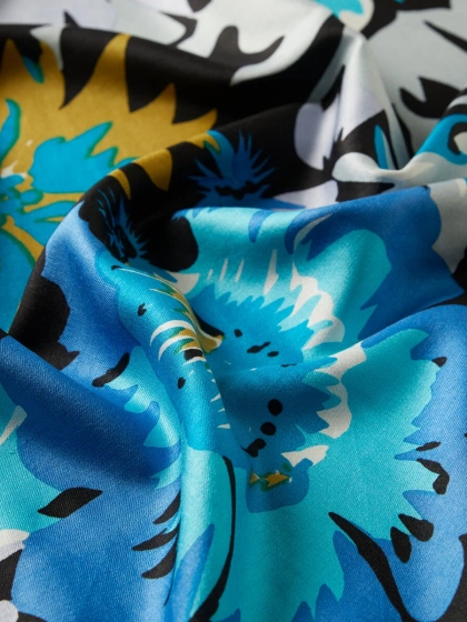 İpekevi 06111 Turkuaz Nihavent Desenli İpek Şal