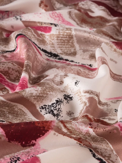 İpekevi 07264 Krem Kahve Alüvyal Desenli İpek Şal