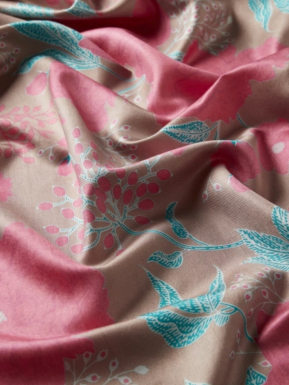 İpekevi 08251 Vizon Rosa Desenli İpek Şal