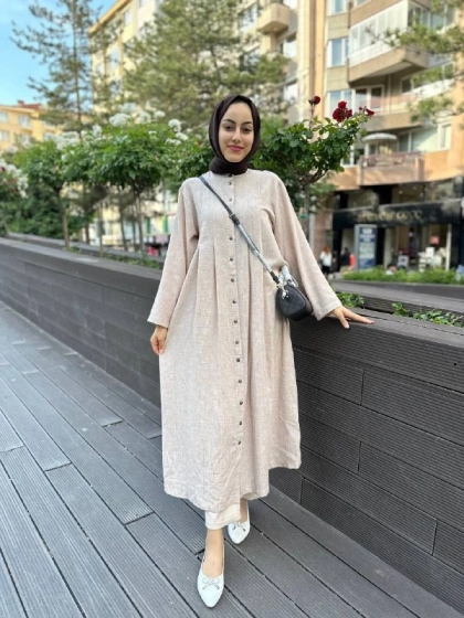 Kahma 24Y13057 Latte Önü Düğmeli Kap