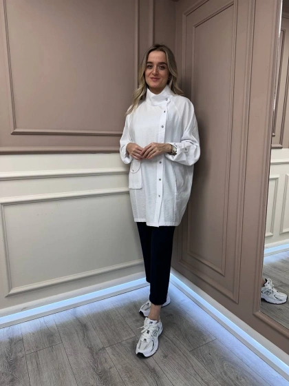 Lisa Exclusive 5009 Ekru Düğme Detaylı Ceket