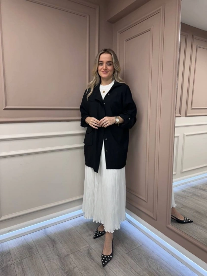 Lisa Exclusive 5009 Siyah Düğme Detaylı Ceket