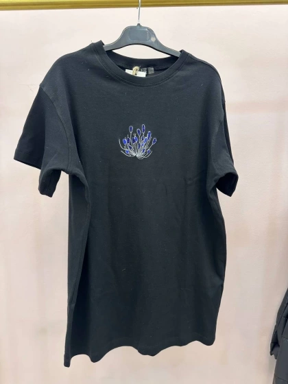 Lisa Exclusive 5011 Siyah Çiçek Nakış Tişört
