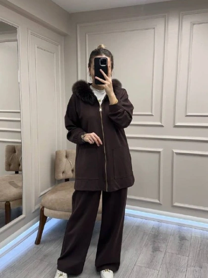 Lisa Exclusive 6074 Kahve Kürklü Takım