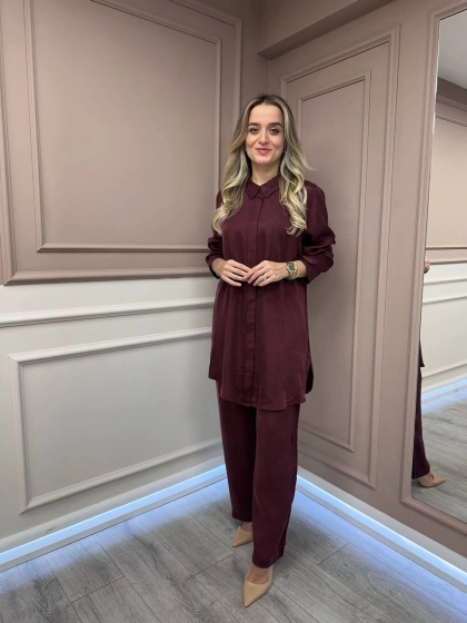 Lissmore 5919 Bordo Kol Detaylı Takım