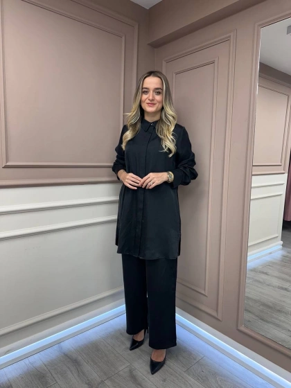 Lissmore 5919 Siyah Kol Detaylı Takım