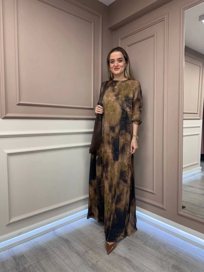 Lissmore 6096 Kahve Çanta Detaylı Elbise