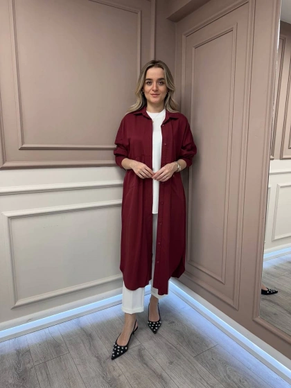 Magazin 4383 Bordo Uzun Tensel Tunik