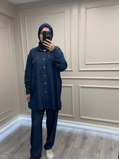 Magazin 7387 Mavi Önü Çıtçıtlı Tensel Takım