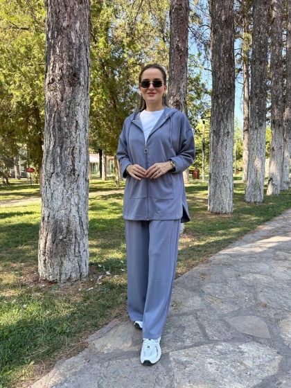 Magazin 7399 İndigo Modal Önü Fermuarlı Takım