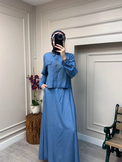 Magazin 7427 Açık Mavi Tensel Etekli Takım