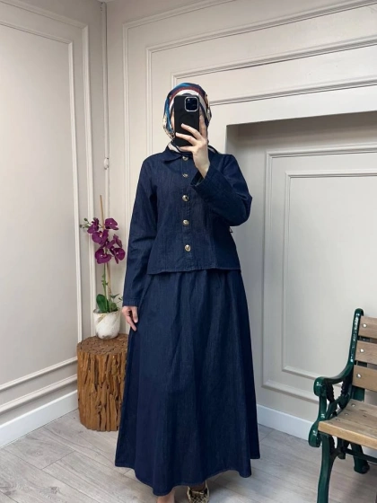 Magazin 7478 Koyu Mavi Etekli Takım