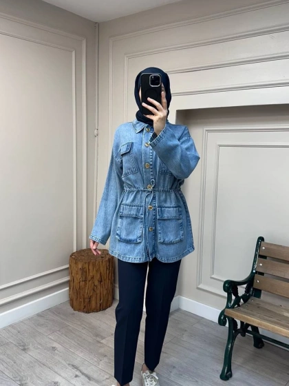 Magazin 7482 Açık Mavi Tensel Ceket