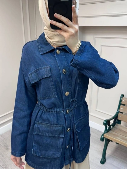 Magazin 7482 Koyu Mavi Tensel Ceket