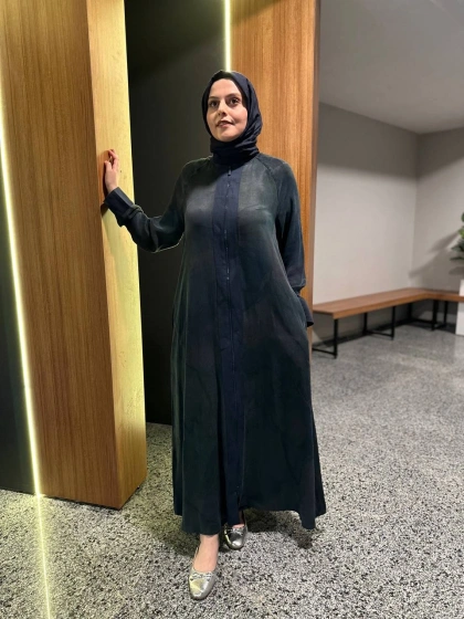 Miss Dalida 2268778 Lacivert Renkli Fermuarlı Uzun Kap