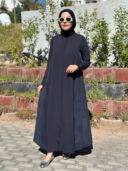 Miss Dalida T26Y-8002 Lacivert Gizli Patlı Düz Renk Triko Kap