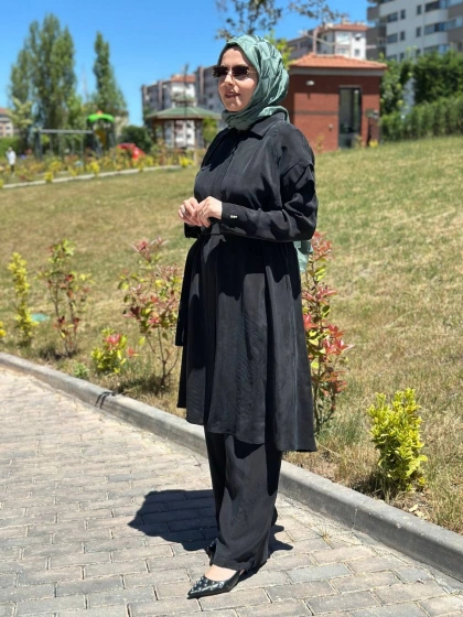 Miss Dalida T26Y8007 Siyah Kol Detaylı Cupro Kap