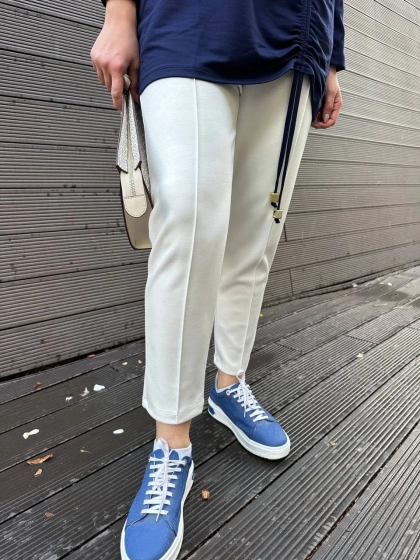 Missemramiss P4622 Ekru Nervürlü Pantolon