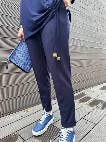 Missemramiss P4622 Lacivert Nervürlü Pantolon