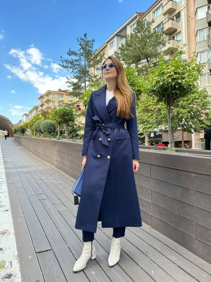 Missemramiss T4551 Lacivert Rosa Blazer Trençkot