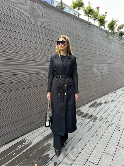 Missemramiss T4551 Siyah Rosa Blazer Trençkot