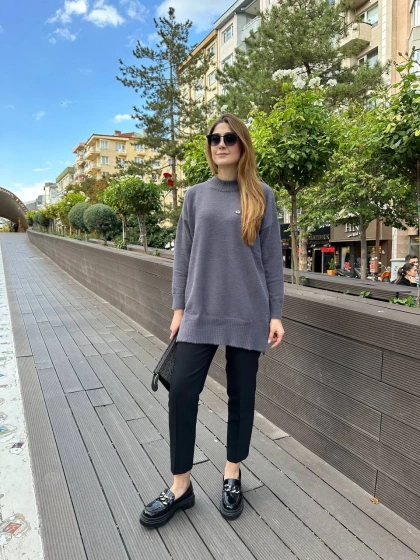 Missemramiss T4572 Antrasit Maglione Angora Kazak