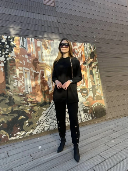 Missemramiss T4630 Siyah Ön Cepli Garnili Takım