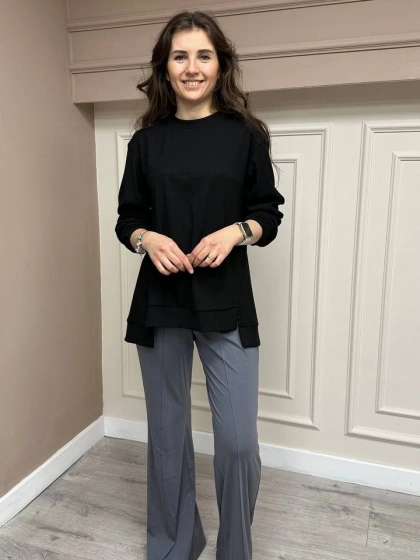 Misswhence 33100 Gri İspanyol Paça Pantolon