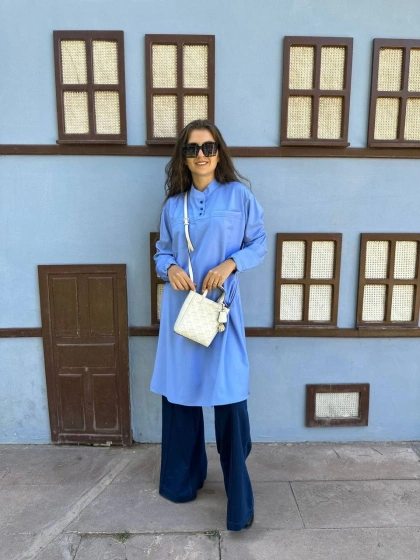 Misswhence 34000 Mavi Gömlek Tunik