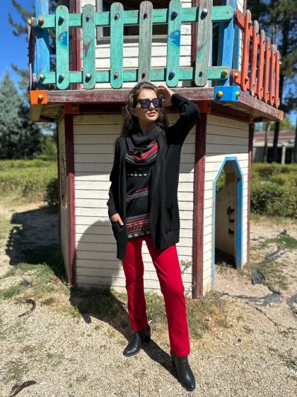 Misswhence 34007 Siyah Hırka Görünümlü Triko Tunik