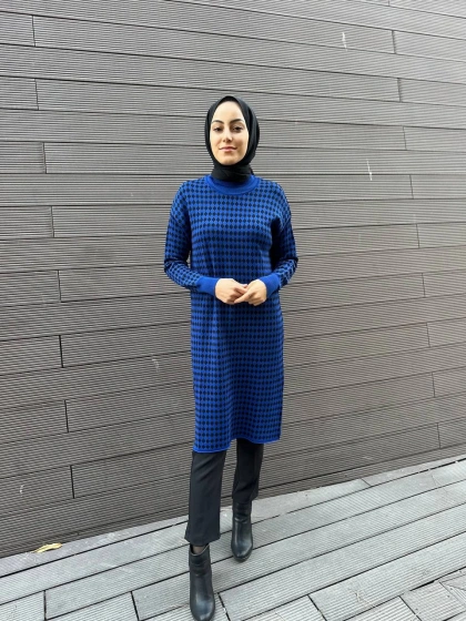 Misswhence 34011 Saks Desenli Triko Tunik