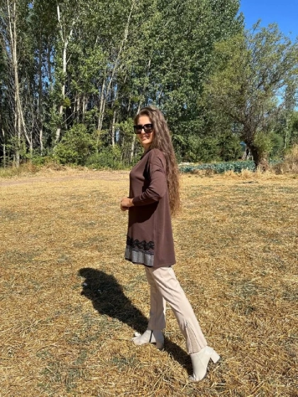 Misswhence 34101 Taş Fermuar Yırtmaç Detaylı Pantolon