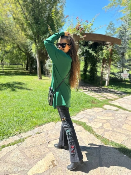 Misswhence 34103 Siyah Nakışlı Pantolon