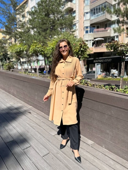 Misswhence 34301 Kayısı Pilise Detaylı Gömlek